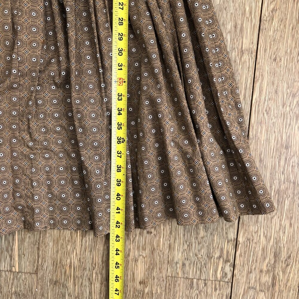 Mode O'Day 1950s Vintage Fit and Flare Midi Dress Brown Calico Print Size S/M - Picture 10 of 10